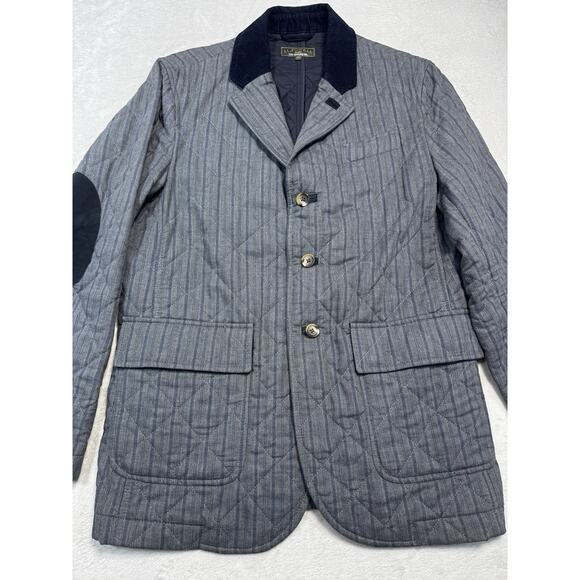 J.L. Powell Men’s Quilted Gray Lakenheath Field Jacket Suede/Corduroy Trim Sz M - Picture 1 of 8